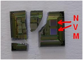 Mechanically damaged die of microcontroller