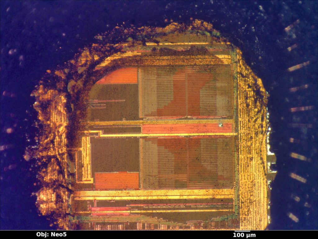 Reverse Engineering Chip ATmega644A and extract microcontroller scheme to locate the security fuse bit of embedded flash, cut it off by breaking MCU technique, read processor atmega644a code and make new microprocessor cloning